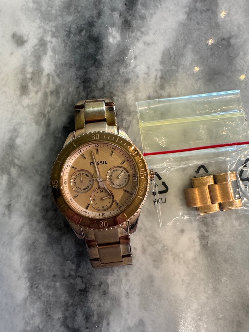Fossil Rose Gold-Tone Ladies Chronograph Bracelet Watch